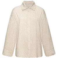 LASCANA Damen Pyjamaoberteil beige-weiß gemustert Gr.34