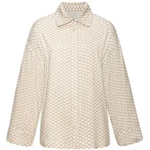 LASCANA Damen Pyjamaoberteil beige-weiß gemustert Gr.34