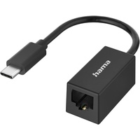 Hama Netzwerk-Adapter, USB-C-Stecker - LAN/Ethernet-Buchse, Gigabit Ethernet (USB-C, RJ45), Netzwerkadapter, Schwarz