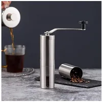 REDOM Kaffeemühle manuelle Premium Mahlwerk tragbar Espressomühle, Kegelmahlwerk, stufenlos einstellbares, für Kaffeebohnen Gewürze Samen usw. silberfarben