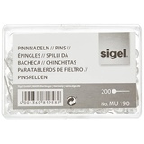 Sigel MU190 Pinnnadeln, Kunststoffkopf, transparent, 200 Stück,