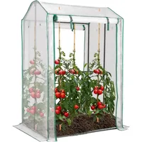 Gewaechshaus, 100x81x150cm, Foliengewaechshaus Mit Pe Gitterfolie, Gartengewaechshaus Mit Aufrollbarer Reissverschlusstür, Tomatenhaus Klein & Begehbar, Stahlrahmen Transparent - Costway