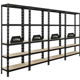 Proregal Schwerlastregal Stahl 180 x 75 x 30 cm schwarz