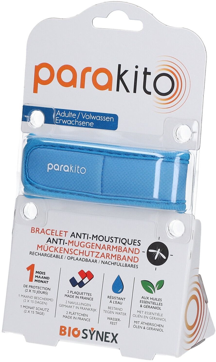 ParaKito Bracelet Anti-Moustiques Adulte Bleu 1 bracelet(s) 1 pc(s) Bracelet