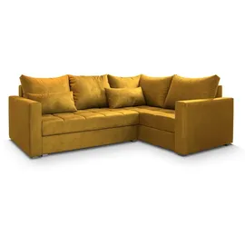 masseno Ecksofa LIRENO mit Schlaffunktion L-Form, Sofa mit Bettkasten, Wohnzimmersofa, Couch, Soffa, Bettsofa, Couchgarnitur- Gelb, KRONOS 01 - Gelb