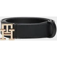Tommy Hilfiger Damen Gürtel Logo 2,5 cm Ledergürtel, Schwarz