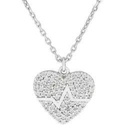 Zeeme Silber Halskette 925 Sterling Silber rhodiniert Kristalle
