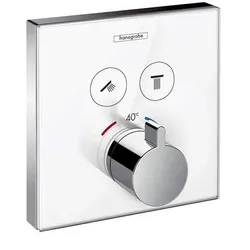 hansgrohe Fertigmontageset ShowerSelect UP-Thermostat, für 2 Verbraucher, Glas, weiß/chrom