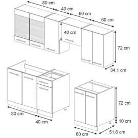 Vicco Küchenzeile Fame-Line 240 cm Dunkelblau Hochglanz/Anthrazit