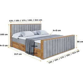 altdecor Boxbett 120 x 200 cm H3 Grau