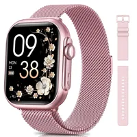 2025 1000mAh Akku Smartwatch Herren Damen 1.83 " AMOLED Display Smartwatch,(4.65 cm)120+ Sportmodi,Blutdruck-/Herzfrequenz-/SpO2-/Schlafüberwachung - Rosa