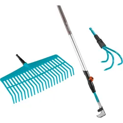 Gardena combisystem-Komplettangebot (Fugenkratzer + Rechenbesen + Grubber + Stiel)