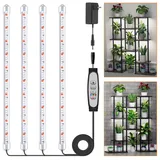Niello 4 Stäbe Pflanzenlichtstreifen, Pflanzenleuchten für Zimmerpflanzen, Vollspektrum Sonnenlicht Wachstumslampe mit Auto On/Off 6/12/18H Timer, 5 dimmbare Stufen grow lampe