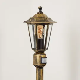 hofstein Wegeleuchte Metall/Glas 1xE27 IP44 mit Bewegungsmelder braun/gold