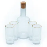 Intirilife Glaskaraffen Set mit Korken und 4 Gläsern Serviergefässe, Transparent