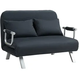 Homcom Schlafsofa Schlafcouch mit Verstellbarer Rückenlehne, Wurfkissen, 2er-Sofa mit Schlaffunktion, Samtoptik, Armlehne, Couch für Wohnzimmer, Schlafzimmer, Schwarz