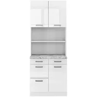 Vicco Küchenblock R-Line, Weiß Hochglanz, 80 cm AP Marmor