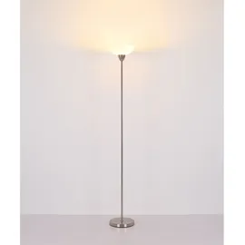 GLOBO Stehleuchte nickel matt, Deckenfluter Glasschirm opal, Stehlampe Wohnzimmerleuchte, Metall, Fernbedienung dimmbar, RGB LED 8,5w 806lm wamrweiß, Dxh 28x180 cm