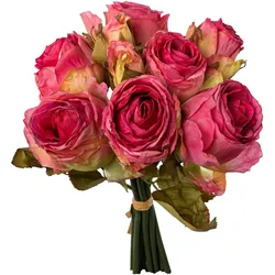 Kunstblumenstrauß CREATIV GREEN "Rosenbouquet", beige (creme), H:29cm Ø:15cm, Polyester, Kunstpflanzen