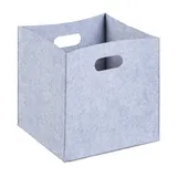10er Set quadratische Filzkörbe, faltbar, mit 2 Trageöffnungen, schicke Regalkörbe, H x B x T: 30 x 30 x 30 cm, grau