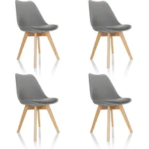 HJH Office Esszimmerstuhl SCANDI Kunstleder grau 4 Stück