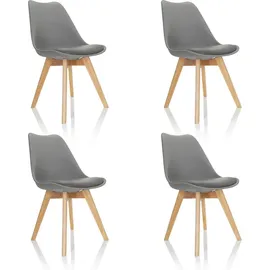 HJH Office Esszimmerstuhl SCANDI Kunstleder grau 4 Stück