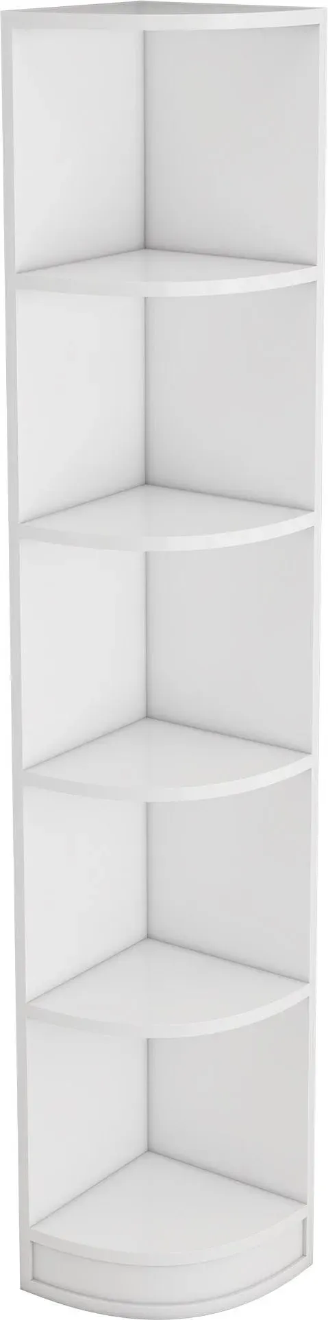 Eckbücherregal aus MDF, fünfschichtiges Design, platzsparendes dreieckiges Design, 42x30x180 cm, Weiß