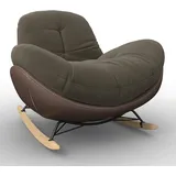 Schaukelsessel Elea Braun Lederlook/Chenille