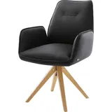 DELIFE Polsterstuhl Zoa-Flex, Holzgestell kantig Natur Echt-Leder Schwarz Taschenfederkern schwarz 58 cm x 91 cm x 64 cm