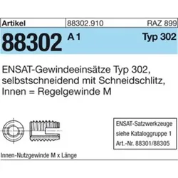 ENSAT-Gewindeeinsätze ART 88302 M 8 rostfrei, Typ 302 A 1 S