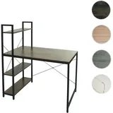Schreibtisch mit Regal HWC-K81, Laptoptisch B√orotisch Arbeitstisch, 100x60cm Metall MDF ~ braun