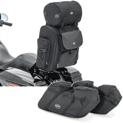 Set: Sissybar Tasche + Koffer Innentaschen passend für Chopper / Custombikes Touring 94-24 SP4