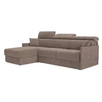 Miryam Ecksofa Mit Matratze Mit Verstellbaren Kopfstützen Aus Weichem, Fleckenabweisendem Stoff T31 272 Cm Links Braun