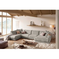 KAWOLA Wohnlandschaft U-Form Madeline Cord Longchair rechts steingrau