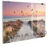 DEQORI Schlüsselbrett 'Strandaufgang zur Ostsee', (1 St), Schlüsselhalter Schlüssel Haken Schlüsselboard modern Schlüsselleiste beige|lila