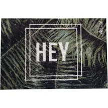 Mad About Mats Fußmatte Josh, Türvorleger, Sauberlaufmatte, Outdoor und Indoor, Pflanzen, Palmen, Monstera, Mit Spruch Hey, Grün, rutschfest, waschbar, 50 x 75 cm