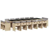 VidaXL 17-tlg. Garten-Essgruppe mit Kissen Beigemischung Poly Rattan