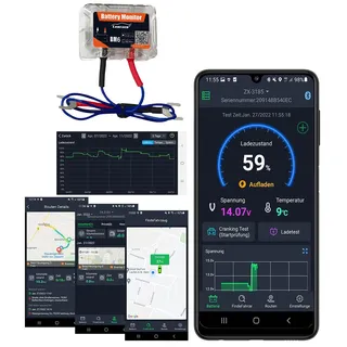 Lescars Batteriewächter 12V: Kfz-Batterie-Wächter mit Standort-Suche, Bluetooth, App, 12V, IPX7 (Batterieüberwachung, Batteriewächter Bluetooth, Pkw)