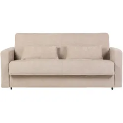 Schlafsofa 3-Sitzer mit Stoffbezug in Samtoptik Beige Matratze 13cm LETTO