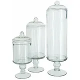 Loberon Dose 3er Set Velisara - drei Größen - Formschönes Design - Dekorativ und Funktional - Aufbewahrung - Glas, klar