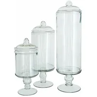 Loberon Dose 3er Set Velisara - drei Größen - Formschönes Design - Dekorativ und Funktional - Aufbewahrung - Glas, klar