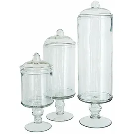 Loberon Dose 3er Set Velisara - drei Größen - Formschönes Design - Dekorativ und Funktional - Aufbewahrung - Glas, klar