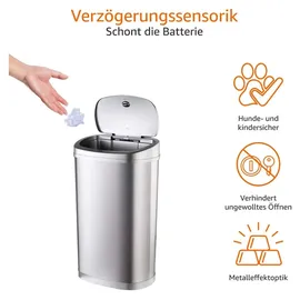 Amazon Basics Mülleimer 50 l Silber