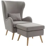 Guido Maria Kretschmer Home & Living Sessel "Salla auch in Fellimitat und Feincord, viele Bezugsarten, Ohrensessel", grau, B:78cm H:118cm T:94cm, Samtcord (92% Polyester 8% Polyamid), Struktur (100% Polyester), Struktur Hahnentritt (100% Polyester), Struktur fein (100% Polyester), Samtoptik