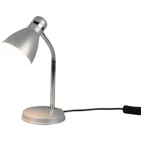 MeineWunschleuchte Retro Schwanenhals Schreibtischlampe Titan & Chrom Höhe 33cm