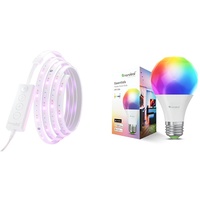 Nanoleaf Matter Essentials Lightstrip Starter Kit, 2M Smart RGBW LED Strip & Matter Essentials Glühbirne, Smarte RGBW E27 LED Lampe