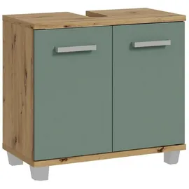 Forte Badezimmerschrank VENOM grün/Artisan-Eiche - Grün/Braun