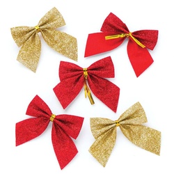 Rote und goldfarbene Glitzer-Schleifen (pro Set 24) Bastelmaterial