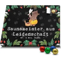 Mr. & Mrs. Panda Schoko Adventskalender Saunameister Leidenschaft - Schwarz - Geschenk, Mitarbeiter, Kollege, Schokoladen Adventskalender, Arbeitsk... - Schwarz