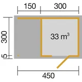 Weka Designhaus 413B Gr.2 4,50 x 3,00 m anthrazit Einzeltür mit Anbau